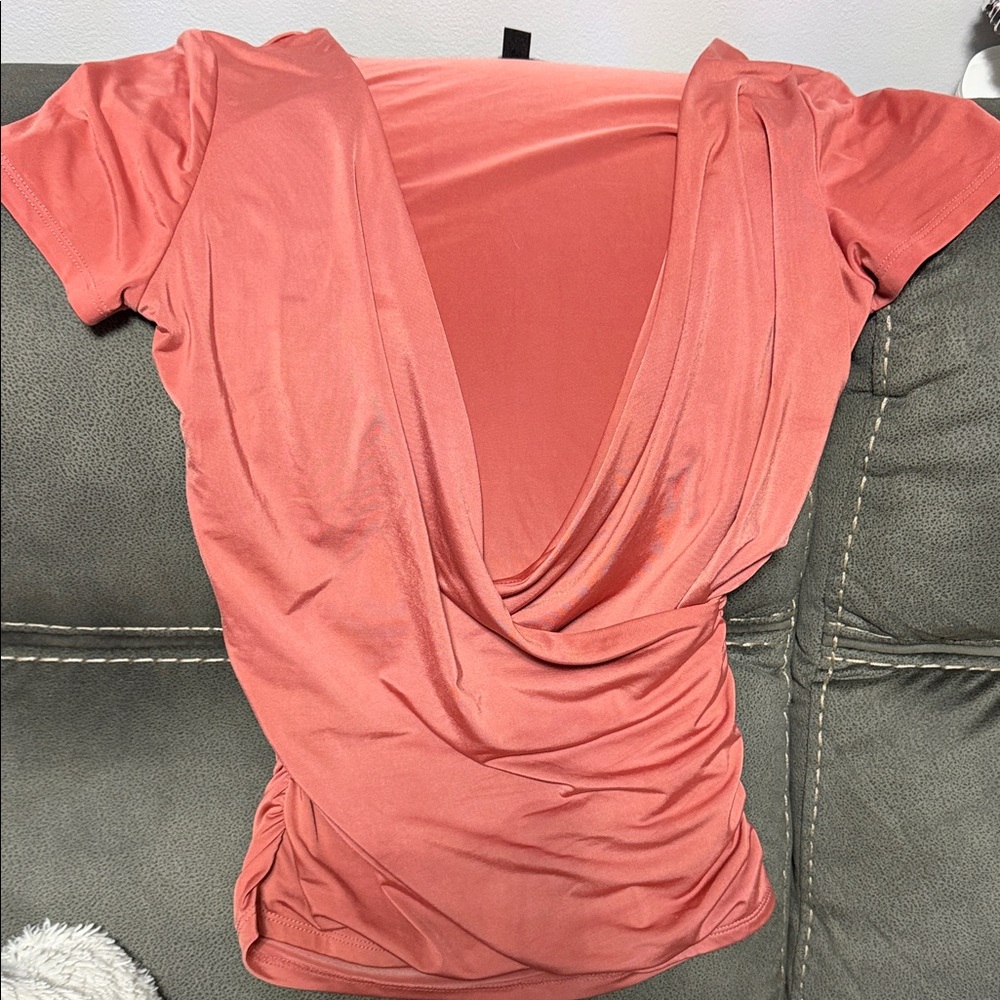Express V-Neck Coral Blouse
